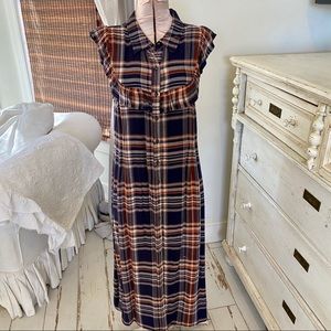 UNIVERSAL THREAD MAXI PLAID FLANNEL PRAIRIE DRESS